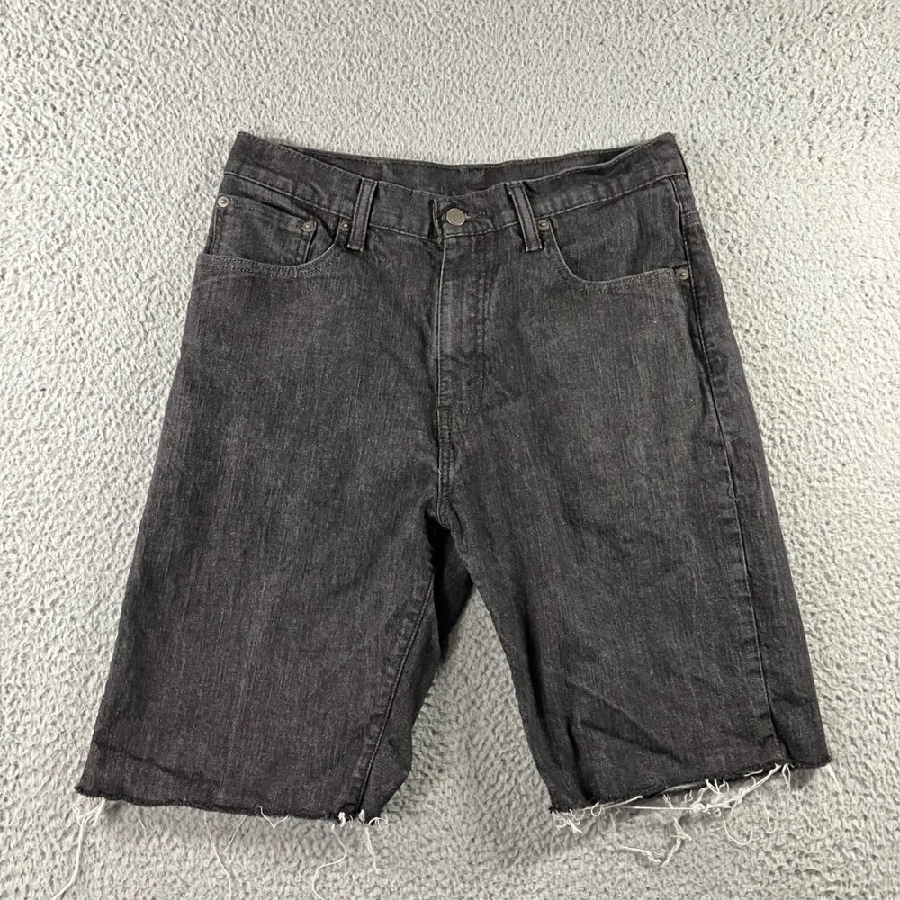 Levi's Denim Shorts Men 33 Faded Black Jorts Cut Off Raw Hem 90s Grunge Street